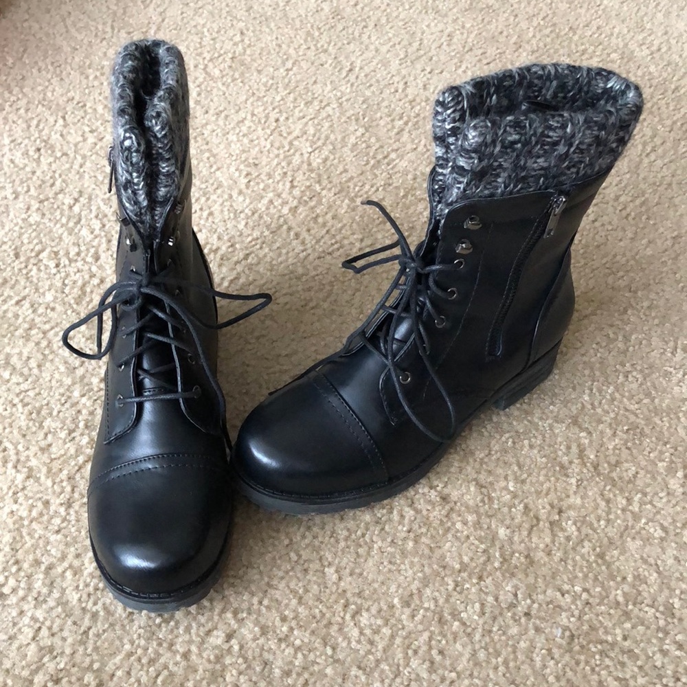 Sweater combat boots